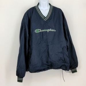 VTG Champion Pullover V-Neck Drawstring Bottom Windbreaker Sweatshirt Men's XXL